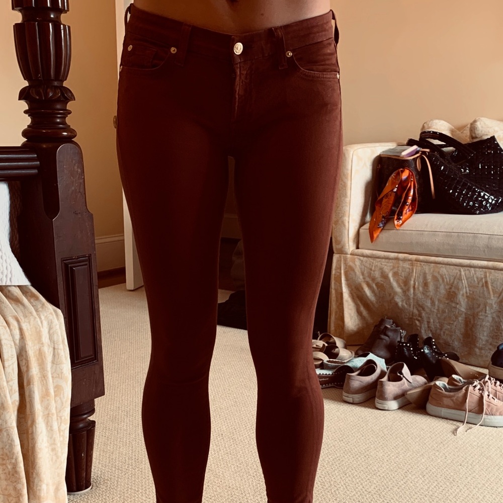 Burnt orange “game day” 7 for all mankind jeans